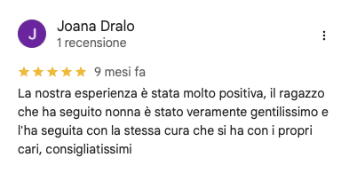 Recensione Google di Joana Dralo