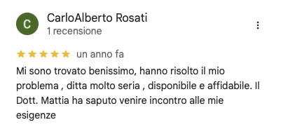 Recensione Google di CarloAlberto Rosati